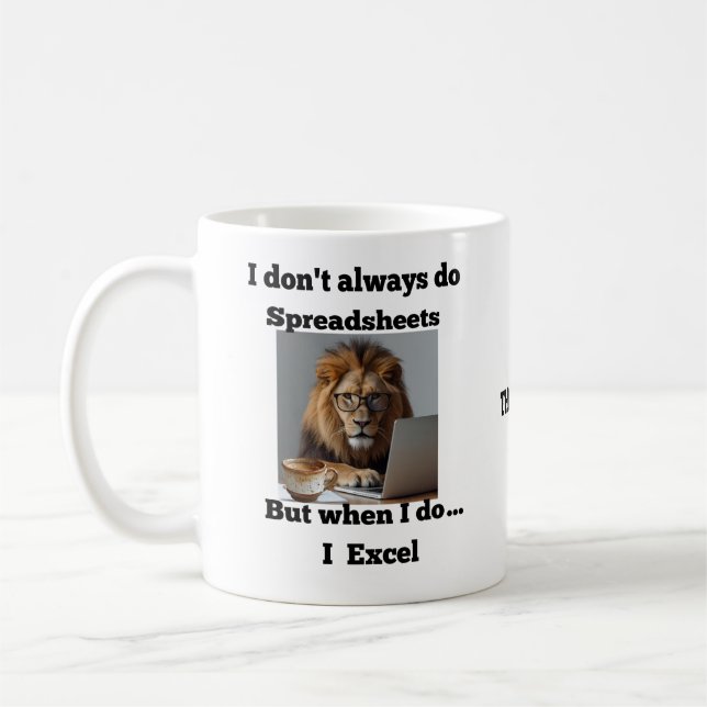 Taza De Café lion spreadsheet office Mug (Izquierda)