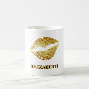 Taza De Café Lips de Purpurina de oro personalizadas