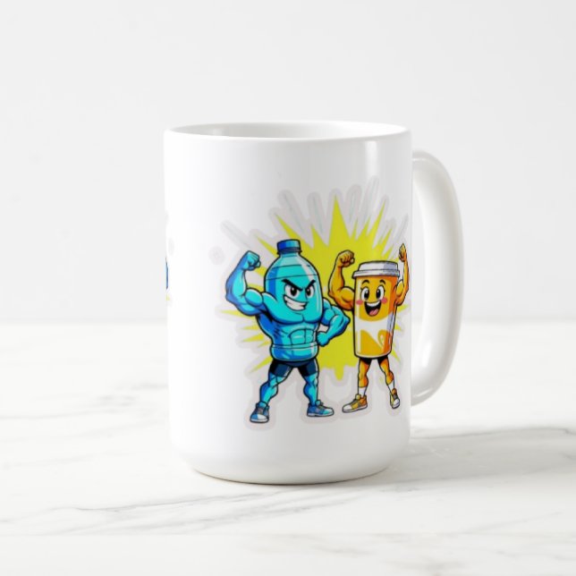 Taza De Café Liquid Strength – Funny Juice & Water Muscle Desig (Anverso derecho)