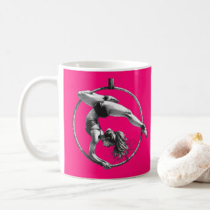Taza De Café Lira de aro aéreo personalizable nombre rosa