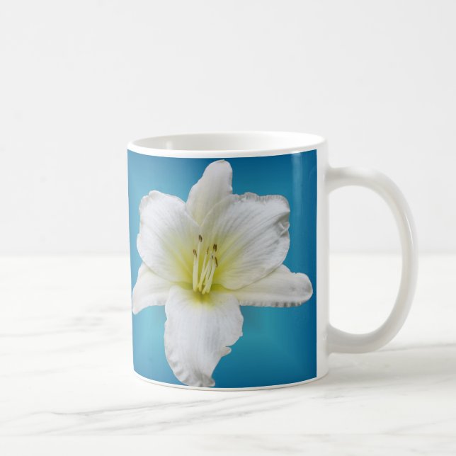 Taza De Café Lirio apacible - Daylily en azul (Derecha)