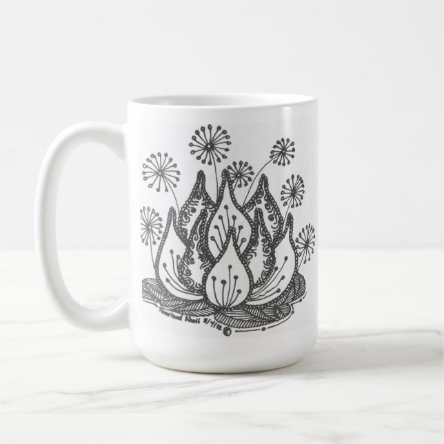 Taza De Café Lirio de charca del fuego artificial (Izquierda)