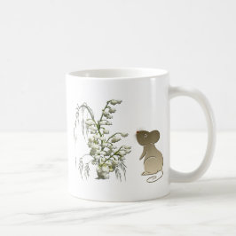 Taza De Café Lirio de los valles y arte lindo del ratón