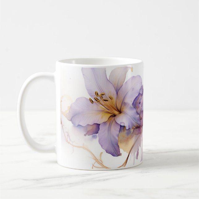Taza De Café lirio estampado (Izquierda)