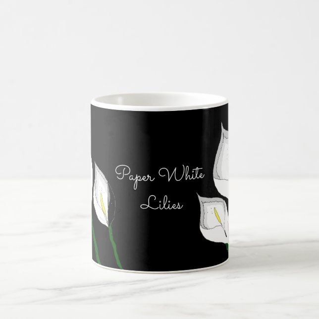Taza De Café Lirios Blancos de Papel (Centro)