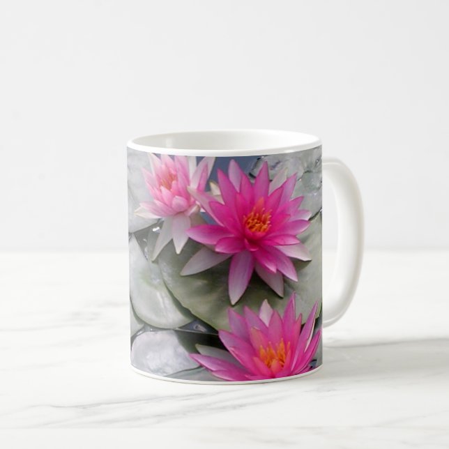 Taza De Café Lirios de agua rosados (Anverso derecho)
