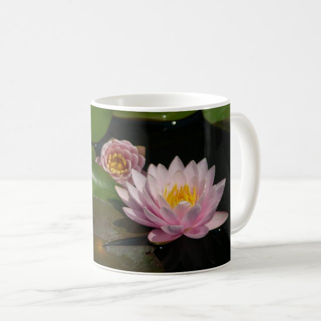 Taza De Café Lirios de agua rosados (Anverso derecho)