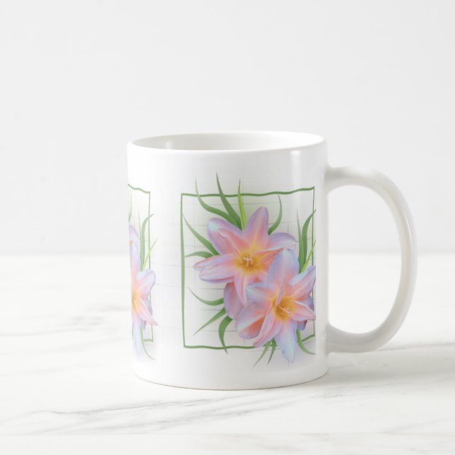 Taza De Café Lirios de día rosados (Derecha)