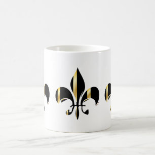 Taza De Café Lirios de Lis Negros y Dorados