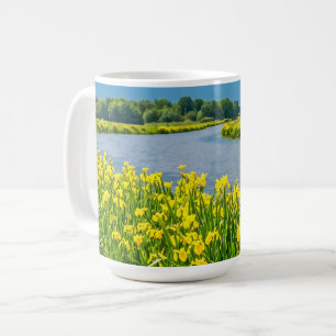 Taza De Café Lirios dorados que inspiran el símbolo Fleur de Li