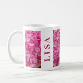 Taza De Café "Lisa" Nombre Primavera Hidrangea Rosa Floral Letr