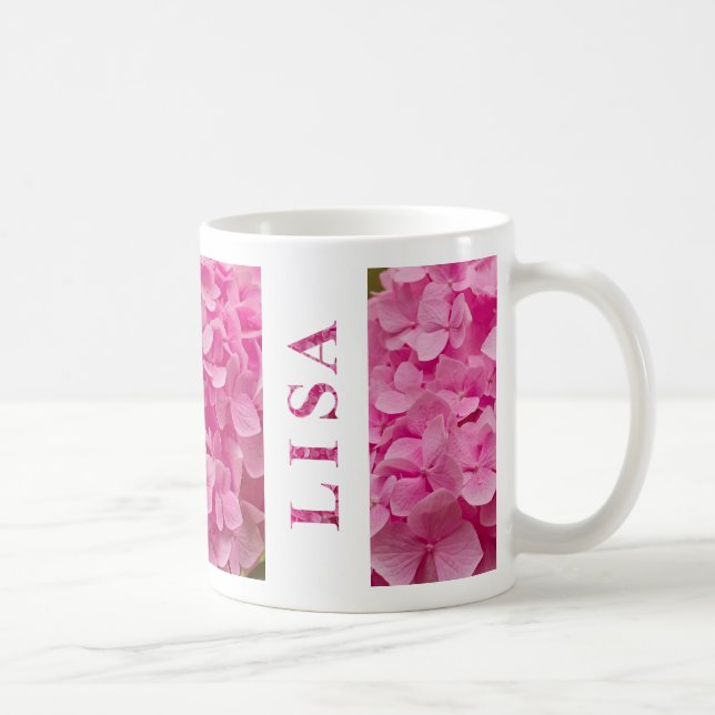 Taza De Café "Lisa" Nombre Primavera Hidrangea Rosa Floral Letr (Derecha)