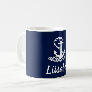Taza De Café Lissabon - Mug Azul Y Blanco De Estilo Marítimo