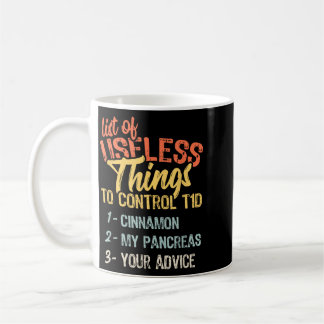 Taza De Café Lista de cosas inútiles regalo divertido de diabet