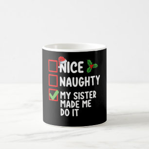 Taza De Café Lista de Navidad Bonita Traviesa Mi Hermana Me Hiz