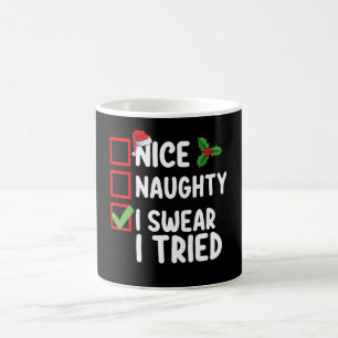 Taza De Café Lista de Navidad Me porté bien Me porté mal Juro q