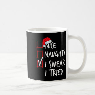 Taza De Café Lista de Navidad Santa Bueno Malo Juro que lo Inte