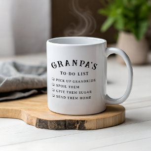 Taza De Café Lista de tareas divertidas para el abuelo Humor pe