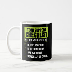 Taza De Café Lista de verificación de humor de soporte técnico