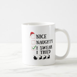 Taza De Café Lista Divertida de Navidad Bueno Malo Lo Juro Inte