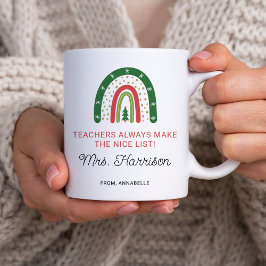 Taza De Café Lista Navideña Personalizada de Profesores Arcoíri