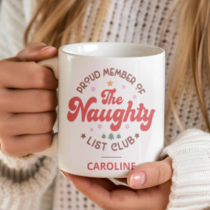 Taza De Café Lista traviesa de Navidad con nombre personalizado