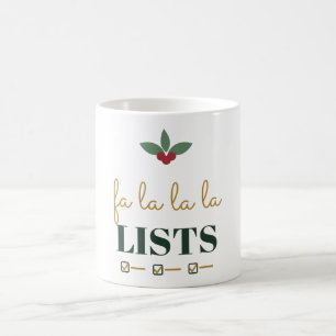 Taza De Café Listas Fa La La La Humor Planificador de Navidad