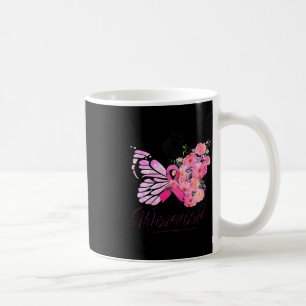 Taza De Café Listones Mariposa Rosados de Concienciación sobre