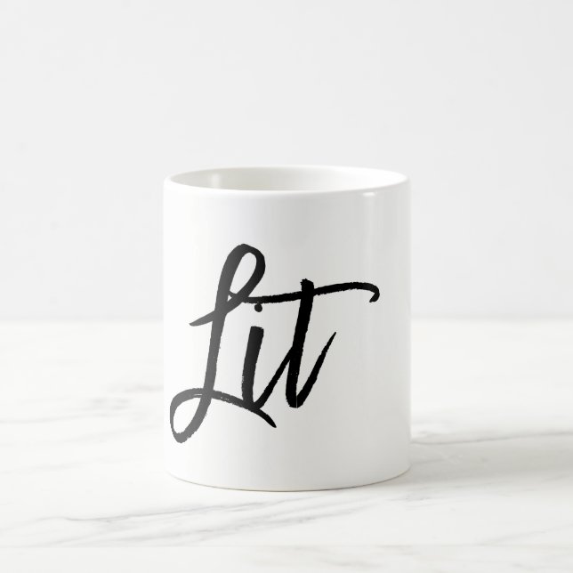 Taza De Café Lit Black Modern Script Trendy Personalizado (Centro)