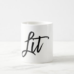 Taza De Café Lit Negro Moderno Script Tendencia Personalizado