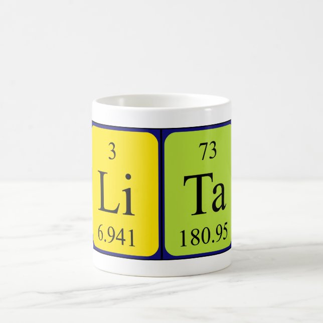 Taza De Café Lita nombre de tabla periódica mug (Centro)