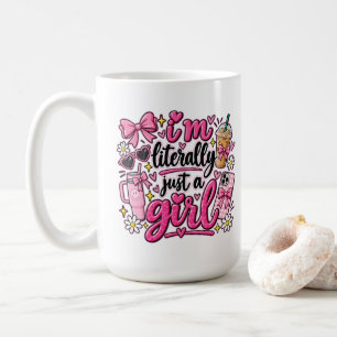 Taza De Café Literalmente Soy Solo Una Chica Arte Estético Rosa