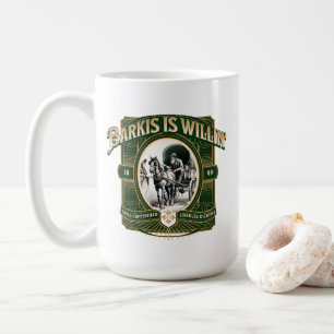 Taza de café literaria de oro verde 'Barkis is Wil