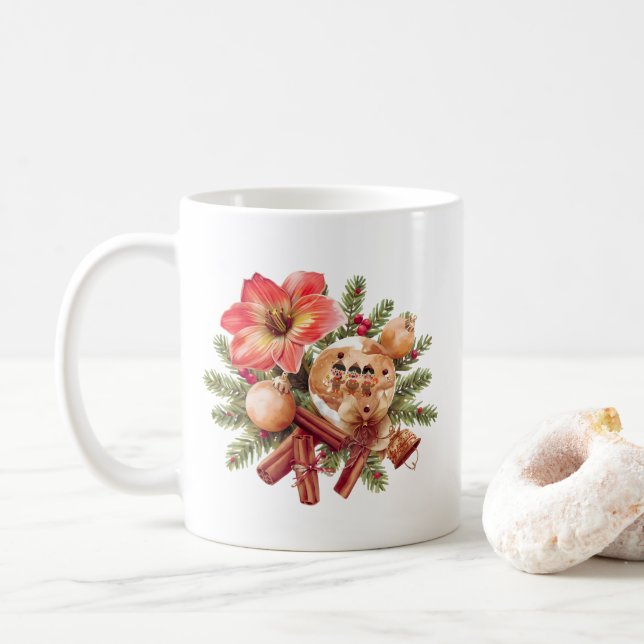 Taza De Café Little Brownies Gingerbread with Red Amaryllis (Con donut)