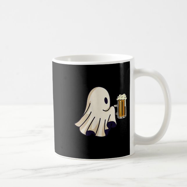 Taza De Café Little Ghost Drinking Beer Funny Halloween Costume (Derecha)