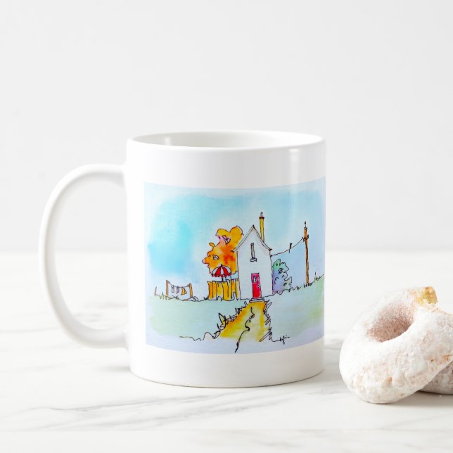Taza De Café Little House With Washing (Con donut)
