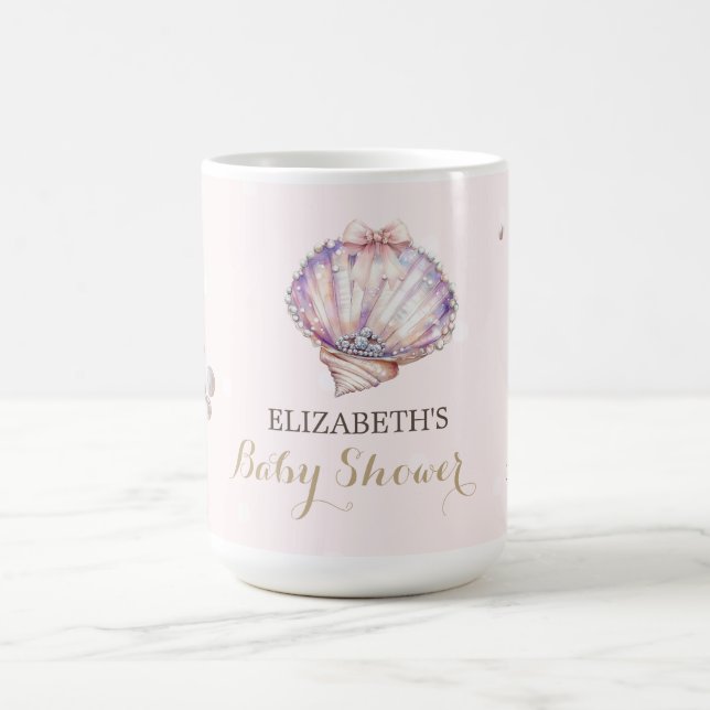 Taza De Café Little Pearl Seashells Diamonds Dots Baby Shower (Centro)