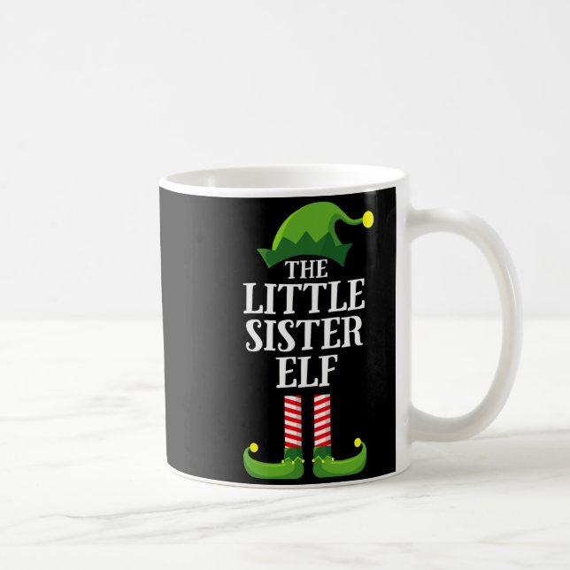Taza De Café Little Sister Elf Matching Family Group Christmas  (Derecha)