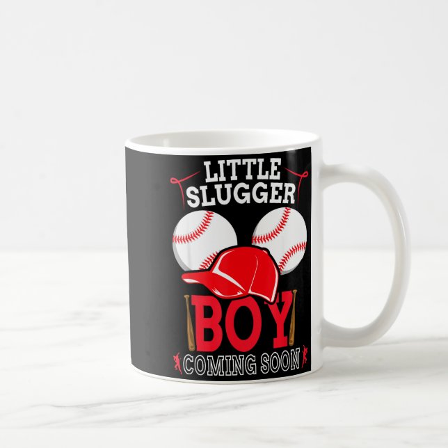 Taza De Café Little Slugger Boy Coming Soon Baby Announcement B (Derecha)