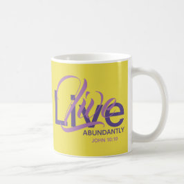 Taza De Café Live Abundant John 10:10 Yellow Personalizado Scri