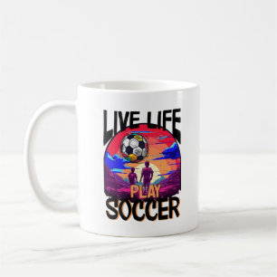 Taza De Café Live Life Play Soccer, deportes de hinchas de fútb