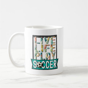 Taza De Café Live Life Play Soccer, jugador de fútbol Goalie