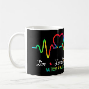 Taza De Café Live Love Accept Autism Awareness Mes Shirt, Hea