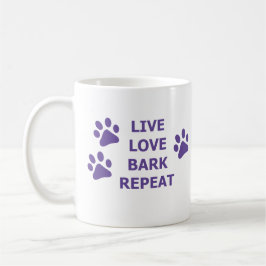 Taza De Café Live Love Bark Repeat Dog Lover animales mascotas