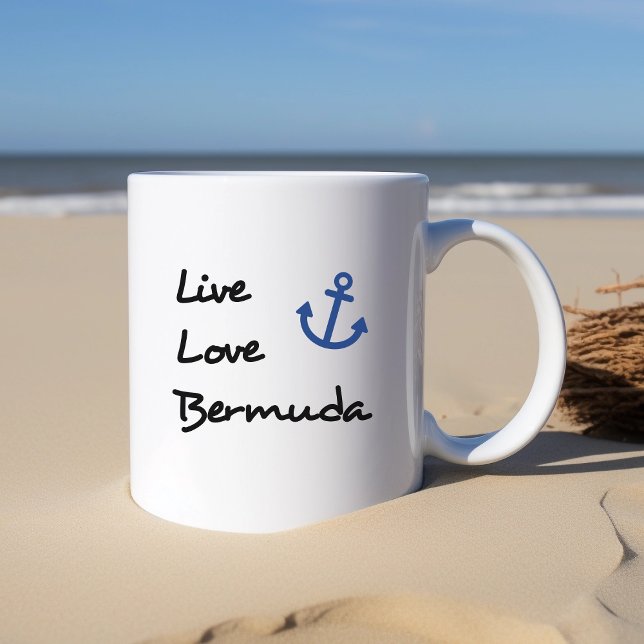 Taza De Café Live Love Bermuda Script Text with Anchor (Subido por el creador)