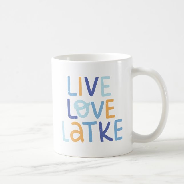 Taza De Café Live Love Latke Hanukkah Design (Derecha)