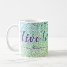 Taza De Café Live Love Lauder Blue Green Purpurina Script Mug