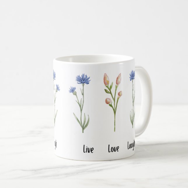 Taza De Café Live Love Laugh Floral Ceramic Mug (Anverso derecho)