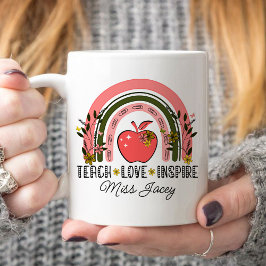 Taza De Café Live Love Teach Rainbow Teacher Apreciación
