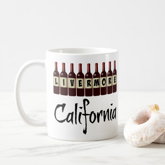 Taza De Café Livermore California Red Wine Bottles Tasting Fun (Con donut)